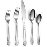 Bekith 40-Piece Silverware Flatware Set for 8, Stainless Steel Silverware Flatware Cutlery Set, Include Knife/Fork/Spoon, Mirror Finished, Dishwasher Safe