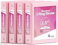 Vista 21 de SUNEE Carpeta de 3 anillos de 1/2 pulgada, paquete de 4 carpetas transparentes de media pulgada con vista, tres anillos de 0.5 pulgadas, sin PVC