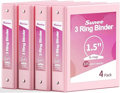 Miniatura 21 de SUNEE Carpeta de 3 anillos de 1/2 pulgada, paquete de 4 carpetas transparentes de media pulgada con vista, tres anillos de 0.5 pulgadas, sin PVC