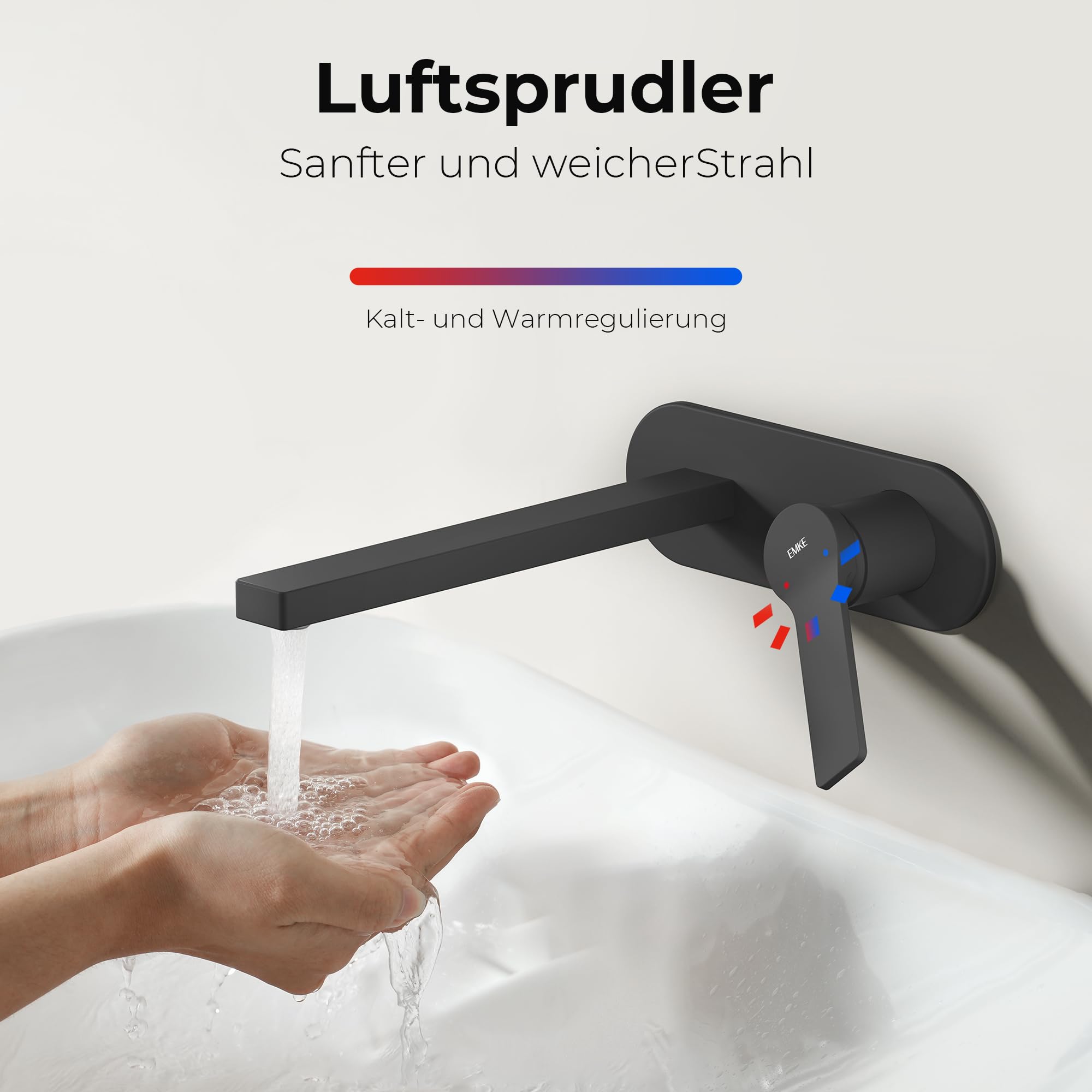 IMEX Einbauarmatur MILOS STICK Schwarz Matt – Wandmontage Für Waschbecken Oder Badewanne