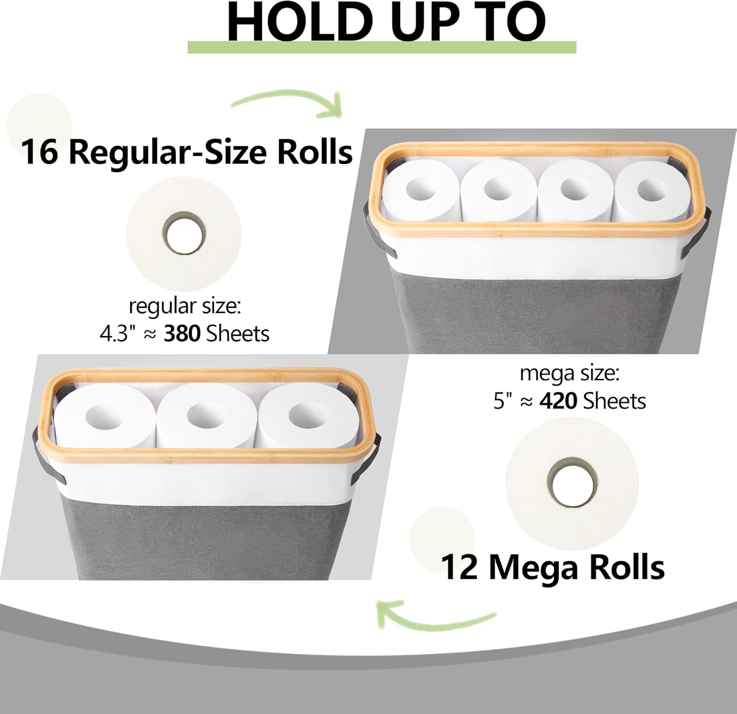 Extra Large Toilet Paper Storage Basket with Lid, 32.4L Toilet Paper Holder for Bathroom, Modern Neutral Style Holds 12–16 Rolls Waterproof & Sturdy with Leather Handles, Grayish White