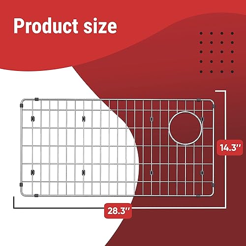 Miniatura 2 de Protectores de fregadero para fregadero de cocina, rejilla protectora de acero inoxidable, 28.27 x 14.25 x 1.25 pulgadas, estante para fregadero