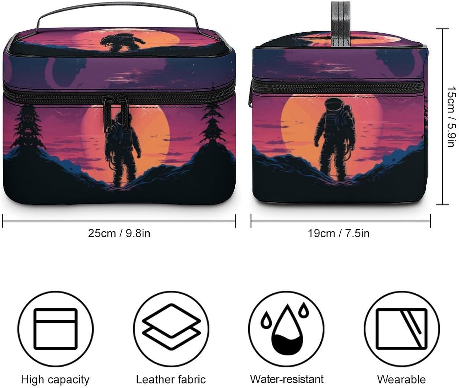 Travel Makeup Bag Portable Large Cosmetic Bag with Handle And Compartment image 2