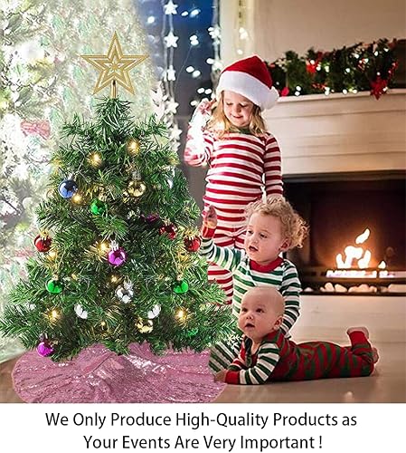 Miniatura 2 de ShinyBeauty - Falda de árbol de Navidad bordada y con lentejuelas de 24.0 pulgadas, falda de árbol de Navidad de poliéster para decoración de Navidad