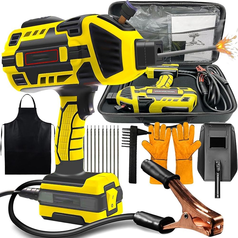 Portable Welder Handheld, 110v Portable Welder Handheld with Igbt Inverter for 1/16"-1/8" Welding Rods, 6 Gears 20-120a Welding Machine (Yellow,1pcs)