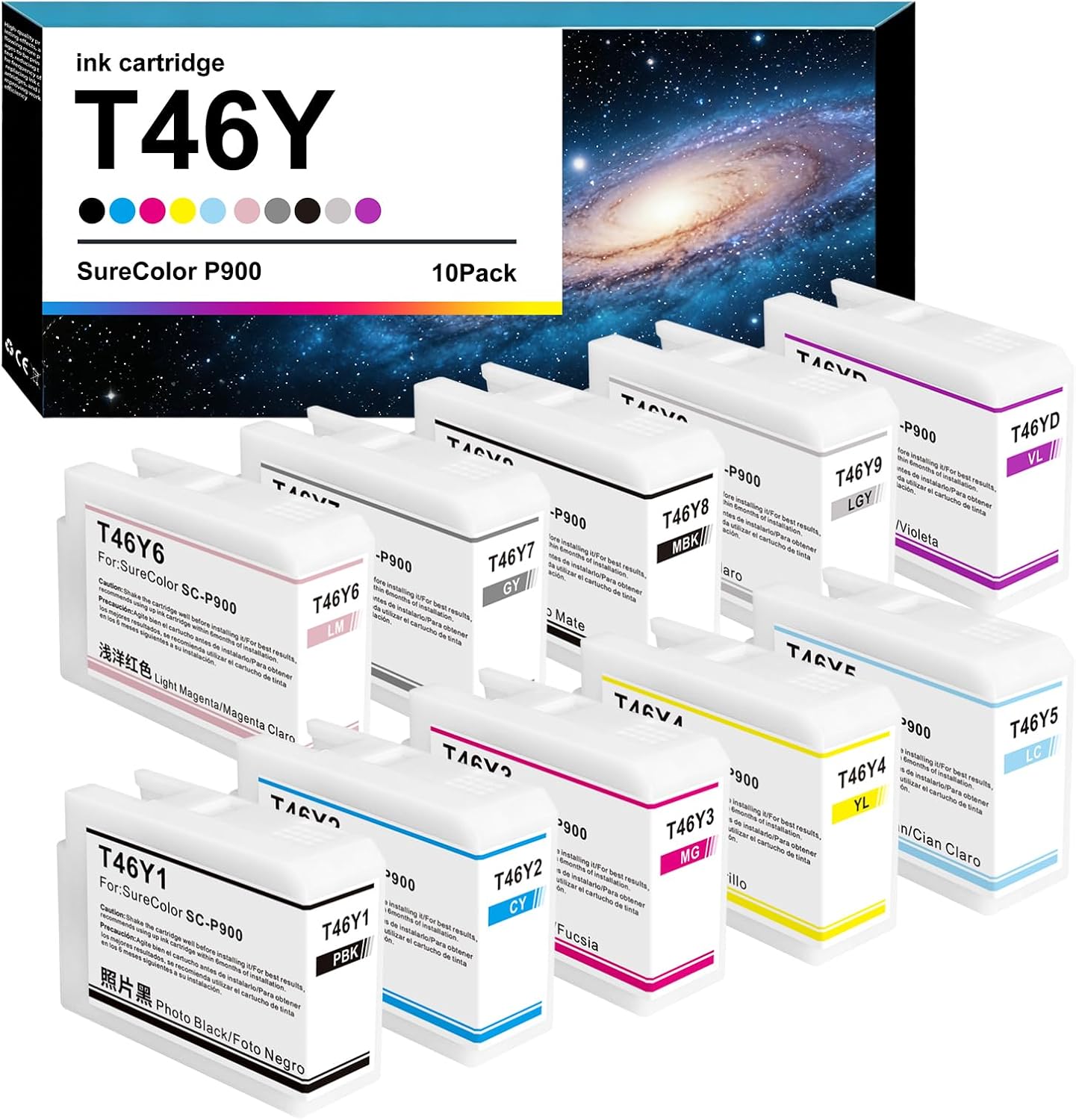 T46Y Ink Cartridges SC-P900 Ink Set Ultrachrome PRO10 Replacement for SureColor P900 Printer(10 Pack)
