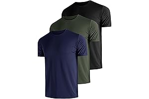3 Pack Men's Dry Fit Shirts: Stay Cool and Protected with Moisture-Wicking, Sun-Blocking T-shirts