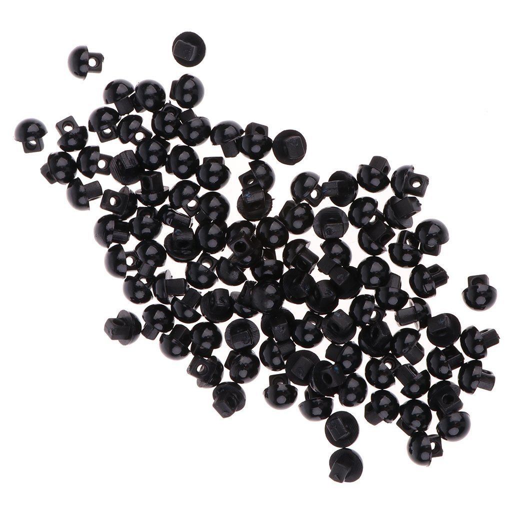 Tuoservo Black 100 Pieces 6Mm Plastic Mushroom Domed Sewing Buttons Diy Animal Toys Eyes Nose