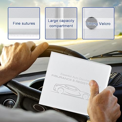 Miniatura 3 de Ziciner Soporte para seguro de registro de automóvil, paquete de 2 organizadores esenciales para documentos de tarjetas de automóvil con cierre de
