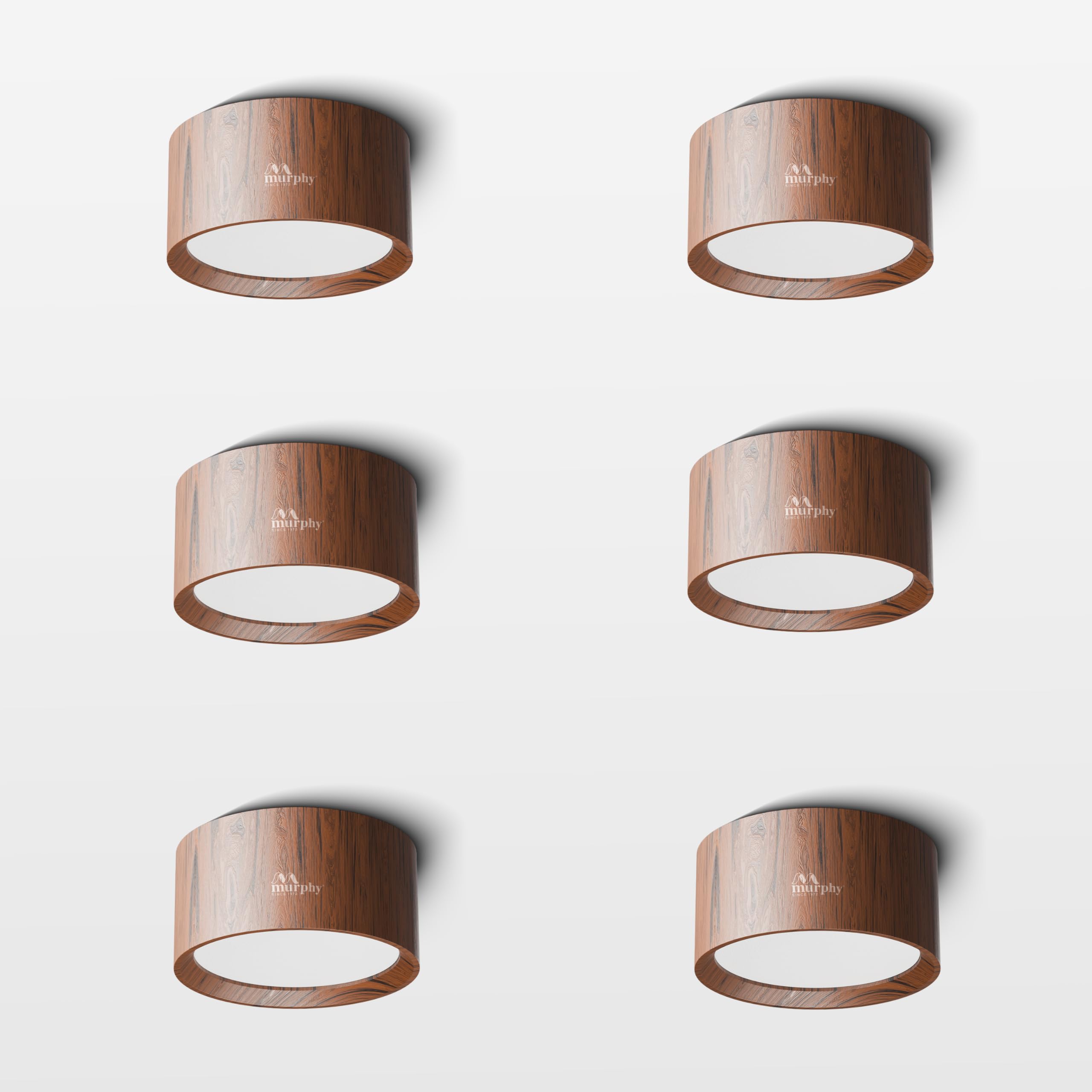 Murphy 3W LED Disc Surface Light Wood Finish | Warm White 3000K | Up to 300 Lumens | Aluminium Body | BIS Approved | 2 Year Warranty | Pack of 6