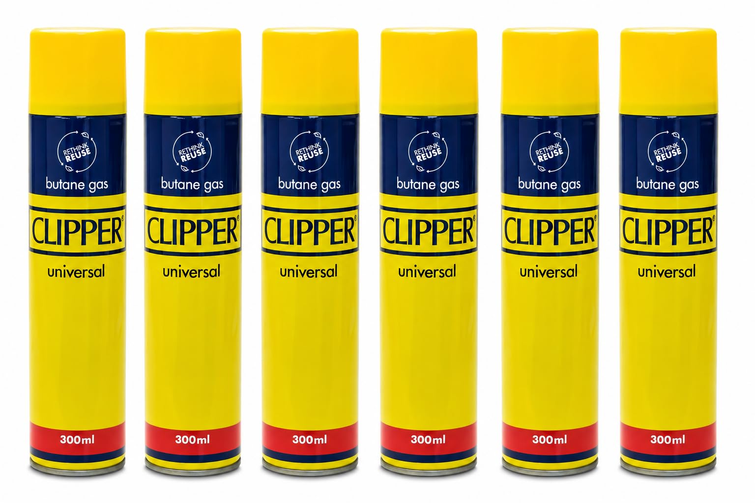 Genuine Clipper Gas, Suitable for Universal Canisters, Lighters, Torches and Camping Stoves, 300ml (6)