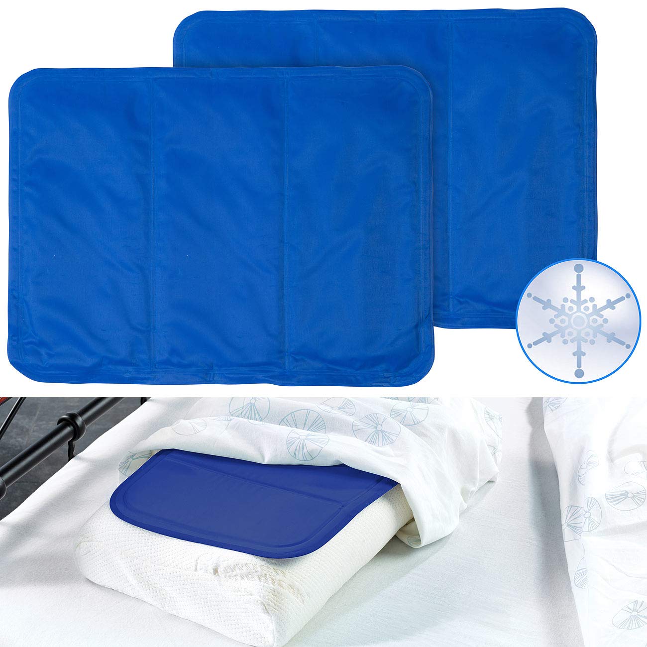 Newgen Medicals Kühlmatte: 2er-Set kühlende Kissenauflagen, 30 x 40 cm, blau (Kühlmatte Mensch, Hund, Bett)