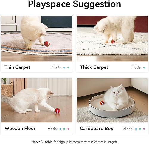 Miniatura 5 de Cheerble Juguete interactivo de bola para gatos, bola malvada M3, juguetes interactivos automáticos para gatos de interior con 3 modos, juguetes