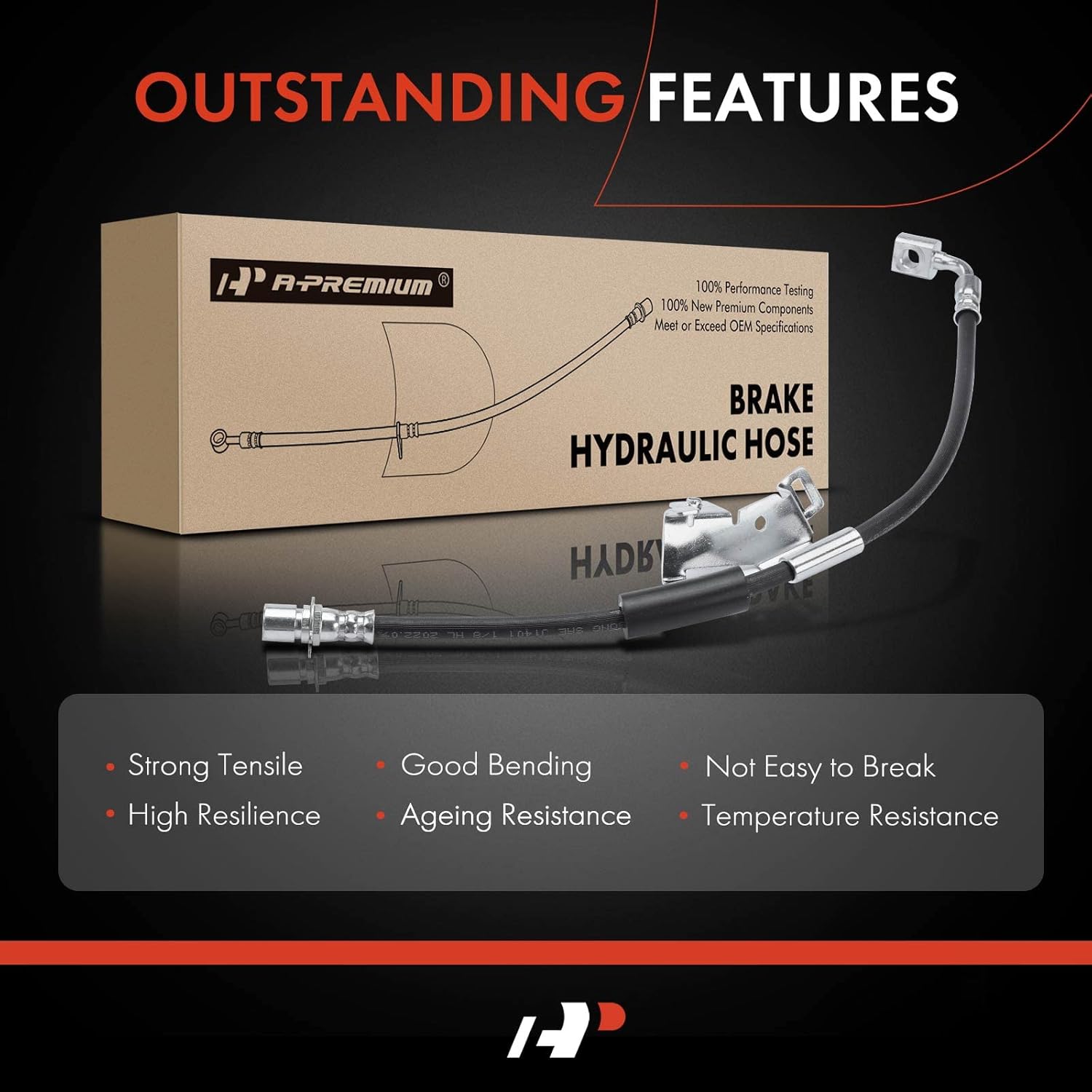 A-Premium Front Driver Brake Hydraulic Hose Compatible with Chevy, GMC and Cadillac Models - Silverado 1500, Sierra 1500, Tahoe, Yukon(XL), Suburban, Escalade, Avalanche, Escalade ESV, Escalade EXT