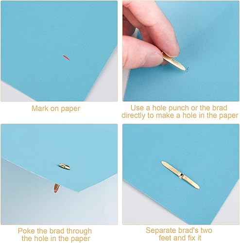 Miniatura 4 de 100 piezas de mini clavos, sujetadores de latón de 0.78 x 0.315 pulgadas, pequeño metal para manualidades de papel y álbumes de recortes, tarjetas