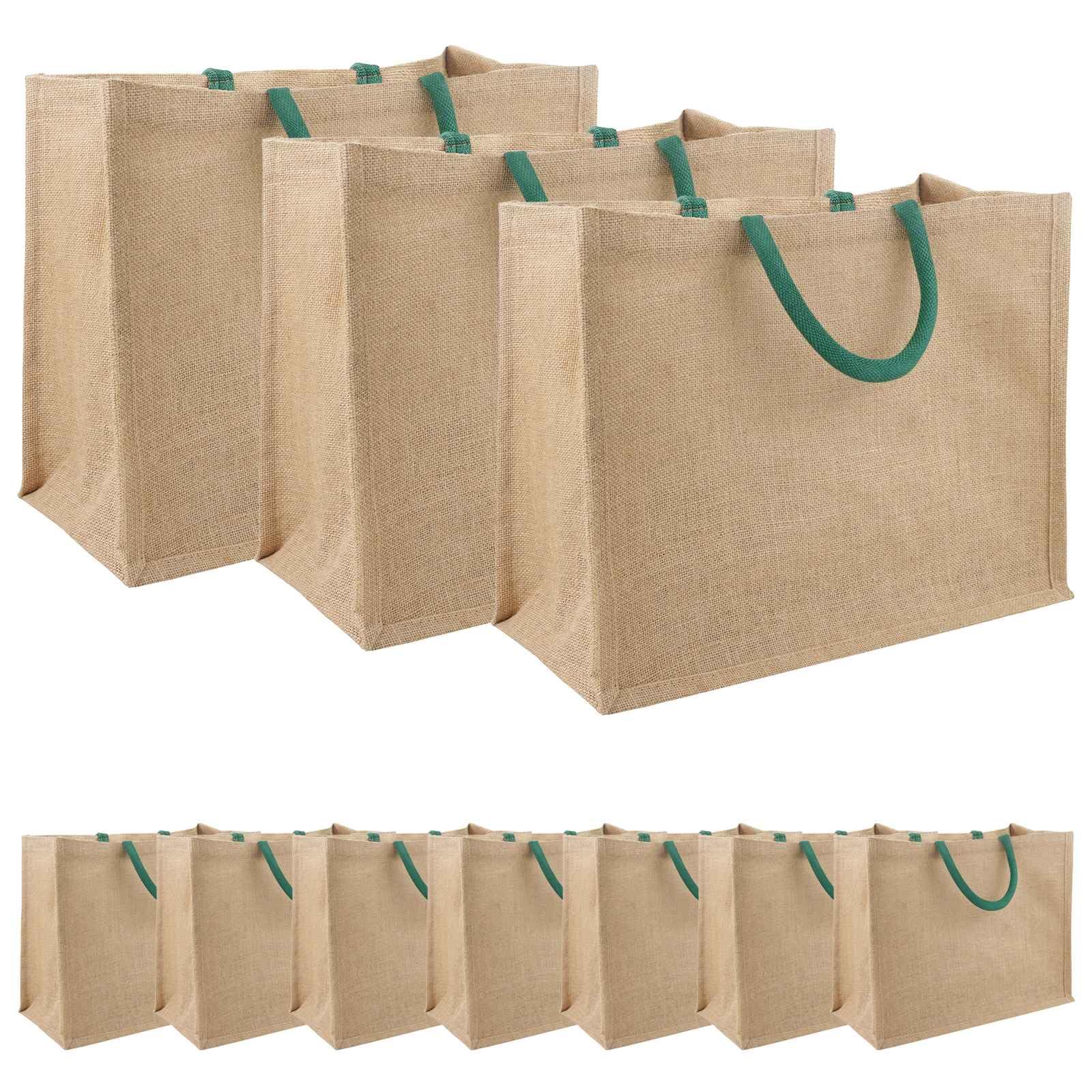 Set di 10 borse in iuta, 42 x 33 x 19 cm, borsa in tessuto di iuta