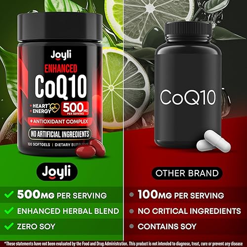 Miniatura 2 de CoQ10 de alta absorción 500 mg - Suplemento Co Q 10 120 cápsulas blandas para la salud del corazón y la producción de energía - Suplementos