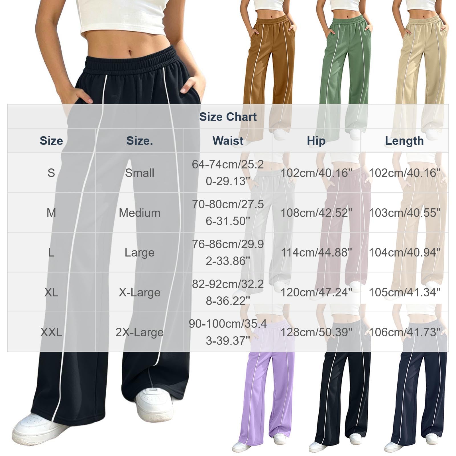 KHIRVWL Pantaloni Sportivi Donna Pantaloni Tuta Vita Alta Pantalone a Gamba Larga Larghi e Morbidi Pantalone Baggy con Tasche Pants Lunghi con Coulisse Regolabile per Allenamento Jogging Fitness
