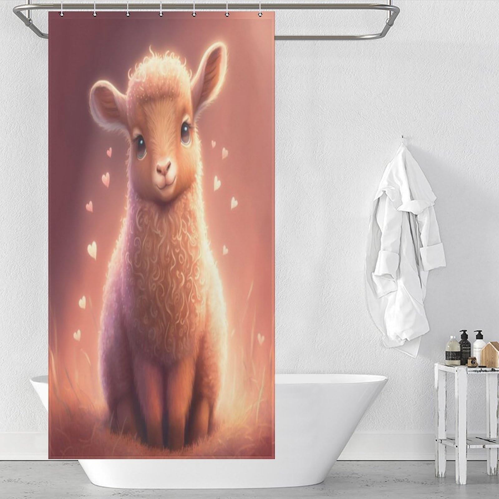 Rideau de douche anti-éclaboussures 92x183 cm pour stopper l'eau au sol avec crochets