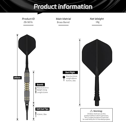 Miniatura 2 de CyeeLife Punta de plástico para dardos – Juego de dardos profesionales de punta suave de 0.71 onzas con estuche de transporte y 30 puntas de dardos