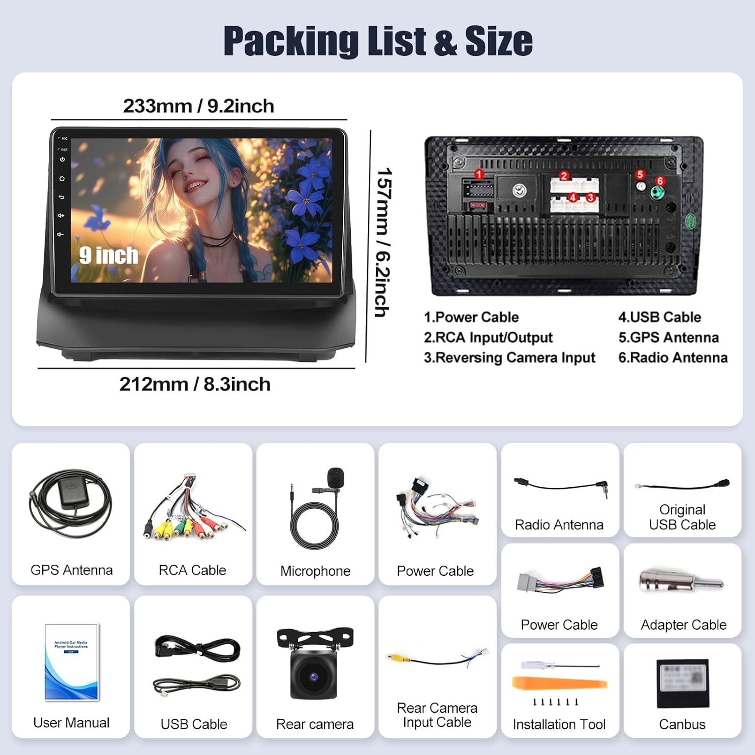 SIXWIN Android 13 6G+128G Car Stereo for Ford Fiesta 2009-2014 9 Inch Touch Screen Car Radio with CarPlay Android Auto Bluetooth Weather Forecast 59UI GPS Navigation WiFi Network Radio 32EQ