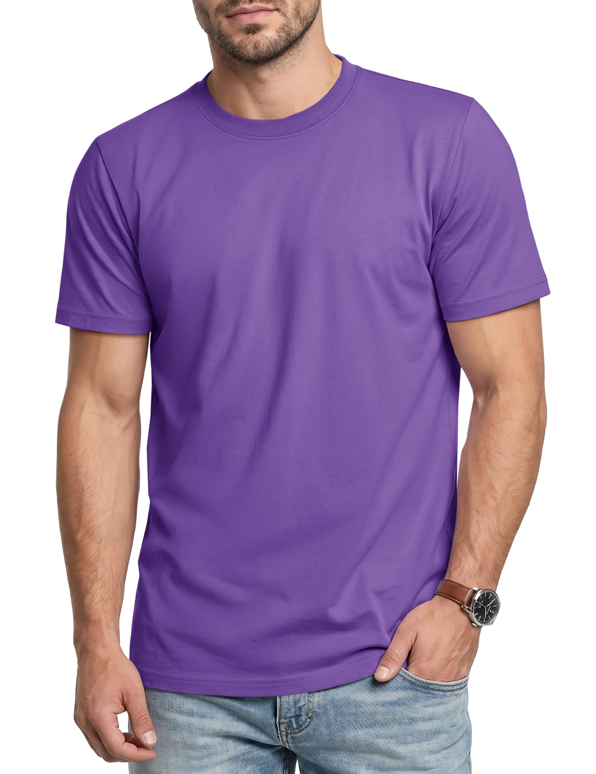 Cavva T Shirt Herren Baumwolle Basic Kurzarm Rundhals Freizeit T-Shirt | Klassisch Basic Tshirt für Alltag, Freizeit, Rundhals, Regular Fit, Hautfreundlich, Weiche Baumwolle, Pflegeleicht