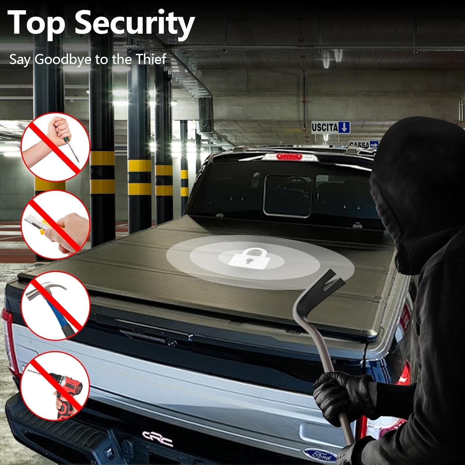 Hard Quad-Fold Truck Bed Tonneau Cover Fits 2009-2026 Dodge Ram 1500(Classic Body & New Body) 5.7 FT (67") Bed, FRP, Waterproof, Without RamBox