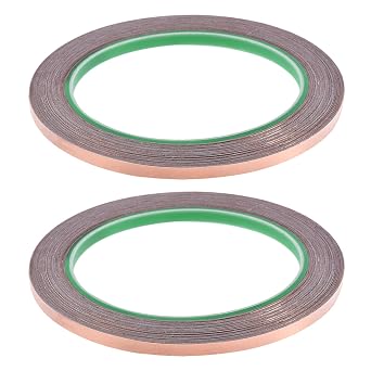 Copper Foil Tape Conductive Adhesive Double Sided, [for EMI Shielding, Stained Glass, Paper Circuits, Grounding] - 3/16"/66ft/2 Roll