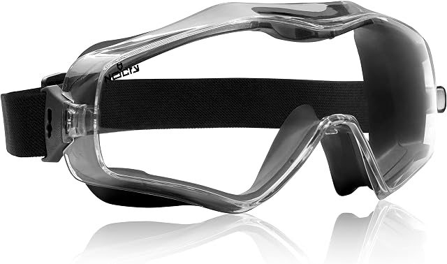 NoCry 6X3 Safety Goggles that Fit Over Glasses; Anti Fog and Scratch Resistant Protective Coating; Clear, Vented Panoramic Lenses with Extreme Impact Resistance; ANSI Z87.1 Certified Eye Protection