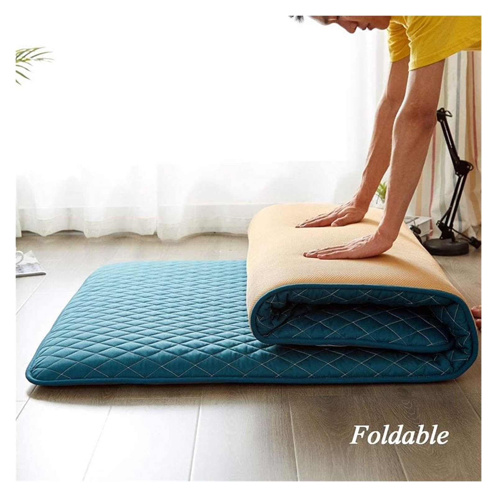 Materac do łóżka Student Akademik Pikowany Składany Futon Miękka Gruba podkładka do spania na kemping Przenośna mata podłogowa (kolor: D, rozmiar: 90 x 200 cm (35 x 79 cali)