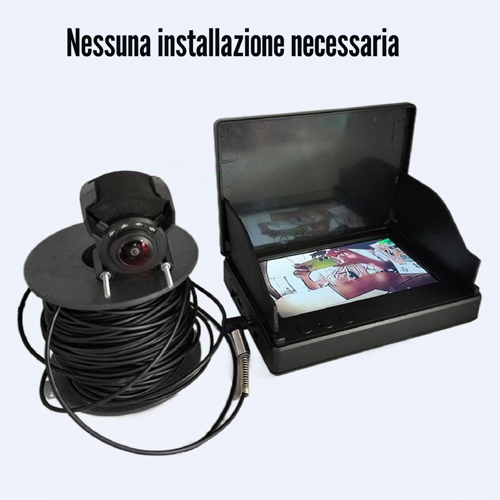 Fotocamera per Pesca Subacquea, Telecamera Portatile per Ecoscandaglio 1080P HD LED Fotocamera Impermeabile con Ampia Visuale di 220° e Monitor da 4,3 Pollici per Pesca in Kayak
