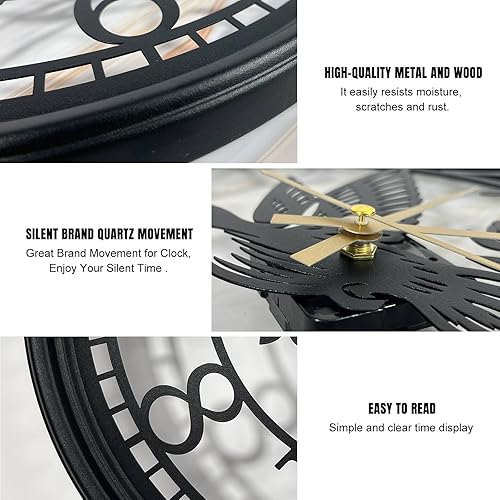 Miniatura 2 de Reloj de pared grande – Reloj de pared para decoración de sala de estar, silencioso y sin tictac, adecuado para decoración de pared, decoración de