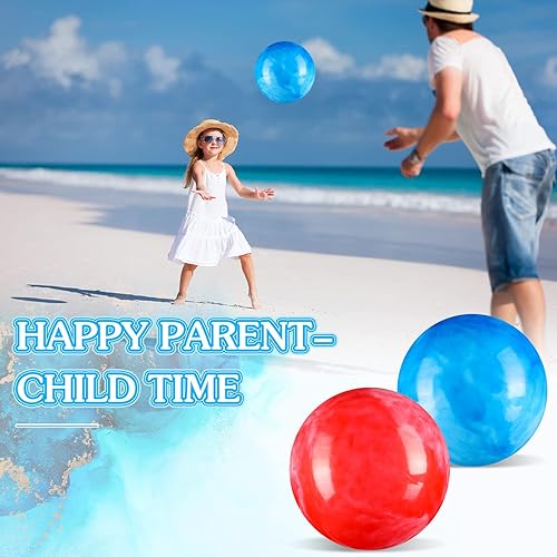 Miniatura 7 de Sotiff 2 bolas inflables grandes de mármol de 8.5 pulgadas para adultos, suministros de fiesta de mascotas, playa y parque infantil de PVC (8.5