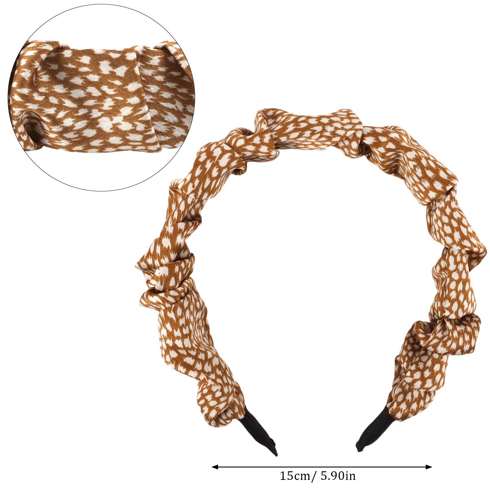 KEUKORZ Leopard Print Headbands for Women, 4Pcs Wide Knotted Leopard Fabric Soft Flower Hairbands Non-Slip - Image 2