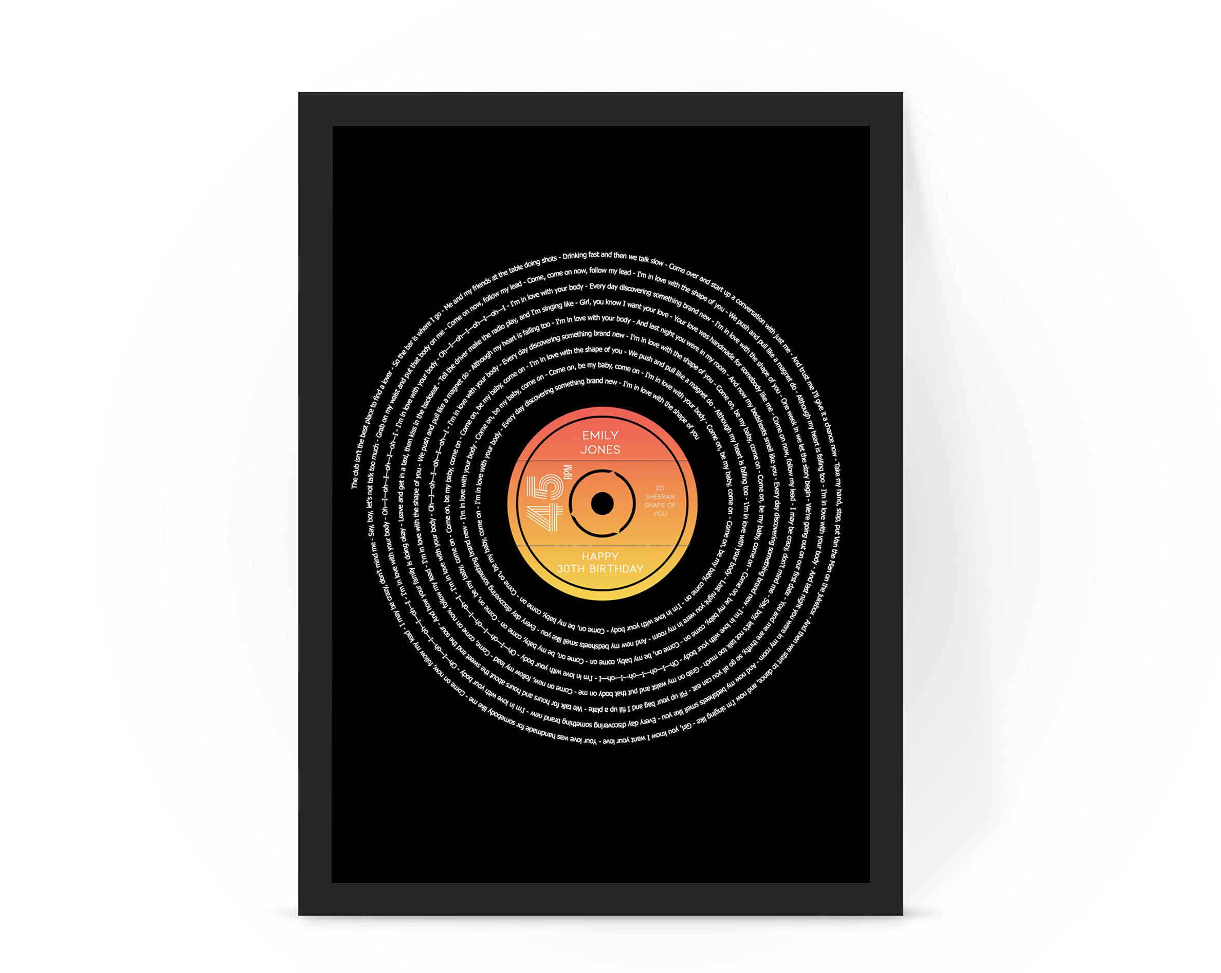 Forefrontdesigns White Personalised Vinyl Record Song Lyrics Print - Custom Song Lyric Print & Framed Wall Art - Perfect Personalised Music Gift Or Wedding Anniversary