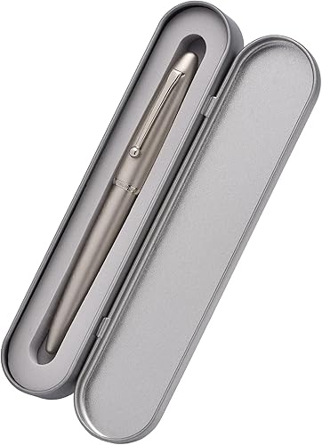 Vista 24 de Asvine Hongdian 620 Pluma estilográfica de metal azul punta extra fina pluma clásica pluma oficina escritura con caja de metal