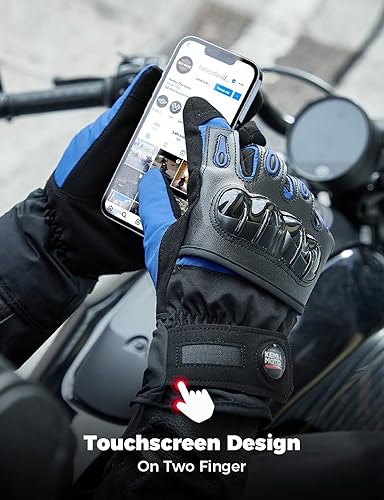 Miniatura 5 de KEMIMOTO Guantes de invierno para motocicleta, guantes de invierno para clima frío, para hombres y mujeres, guantes impermeables para pantalla