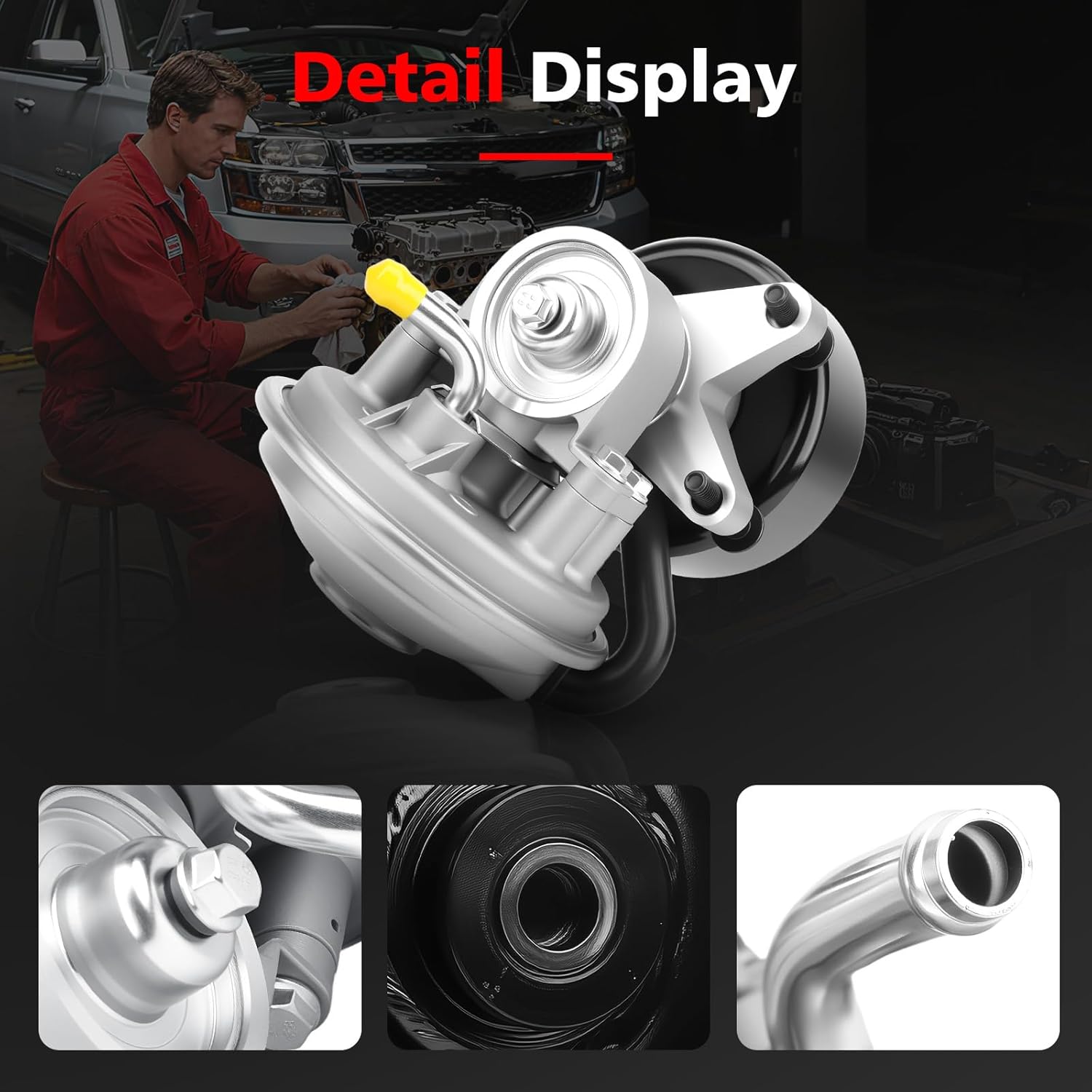 904-805 Brake Vacuum Pump compatible with Ford 1996-2004 F250 F350 F450 F550 Super Duty E350 E450 E550 Econoline Super Duty Engine 6.8L/7.3L Replacement VCP120 F6TZ2A451AA 64-1029