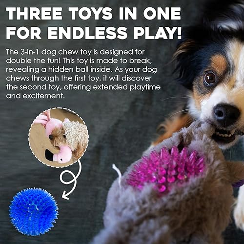 Miniatura 2 de Flourish FBA Pets - Juguete masticable para perros con BPA no tóxico, tela suave de doble costura exterior chirriante indestructible juguete para