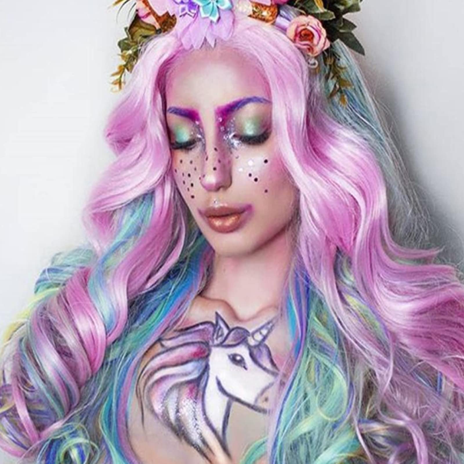Rainbow Unicorn Beauty Lace Front Wig I TRIED THIS $45 UNICORN WIG from AMAZON & SIS!!.... CAN I  main image 4