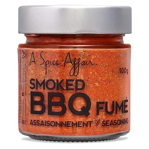 A Spice Affair 's Condimento ahumado para barbacoa, 100 g (3.5 oz), condimento para parrilla, condimento para carne, hierbas, mezclas de especias y