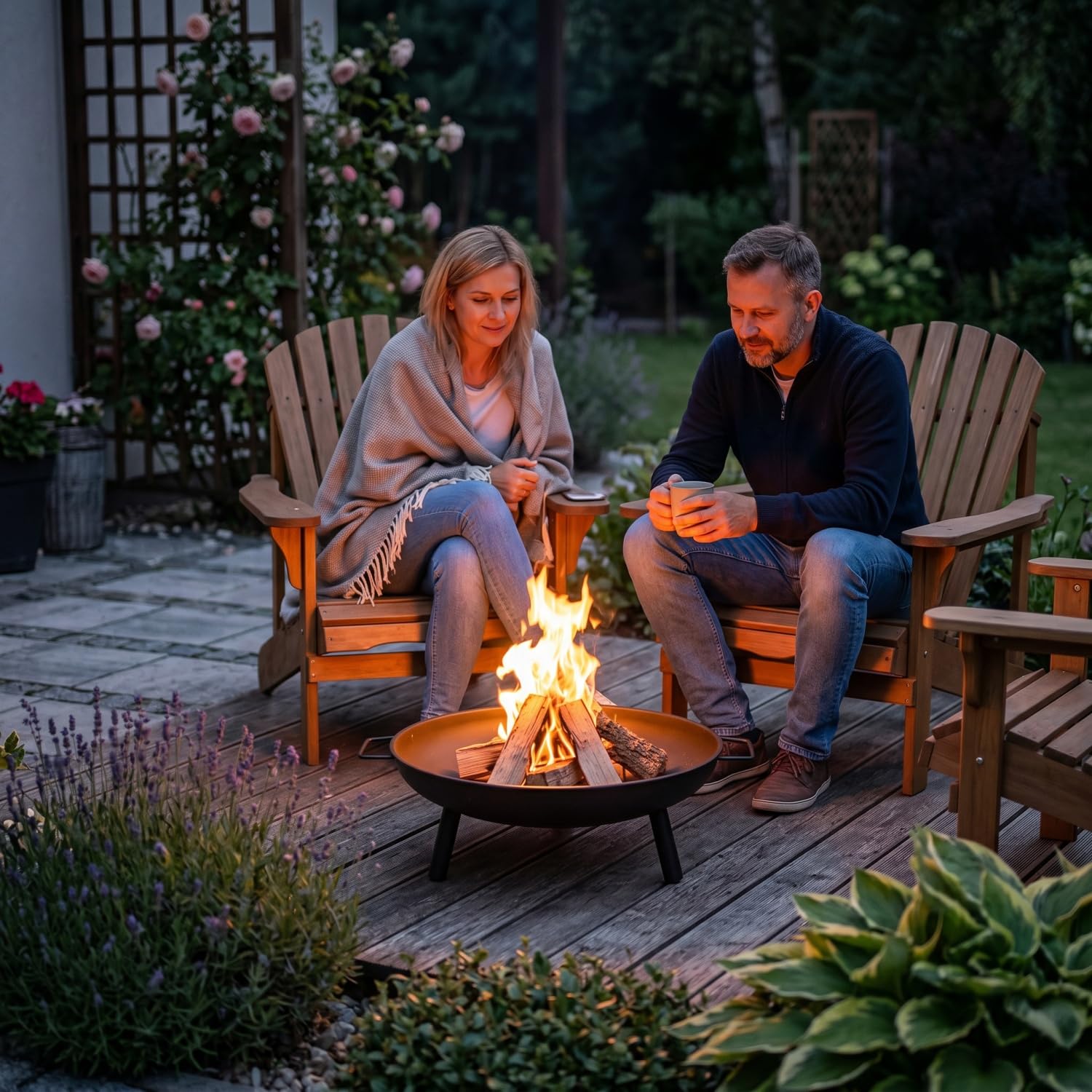 Adler Europe AD 6819 Braciere da Giardino 58cm Braciere in Acciaio per Esterno - per Legna e Bricchette di Legno