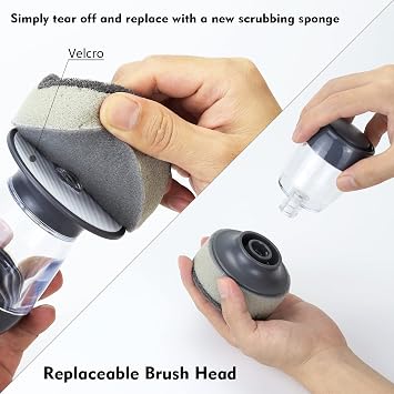 DAPOWER Replaceable Brush Head - 4 Pack (Grey - Scrub Sponge)