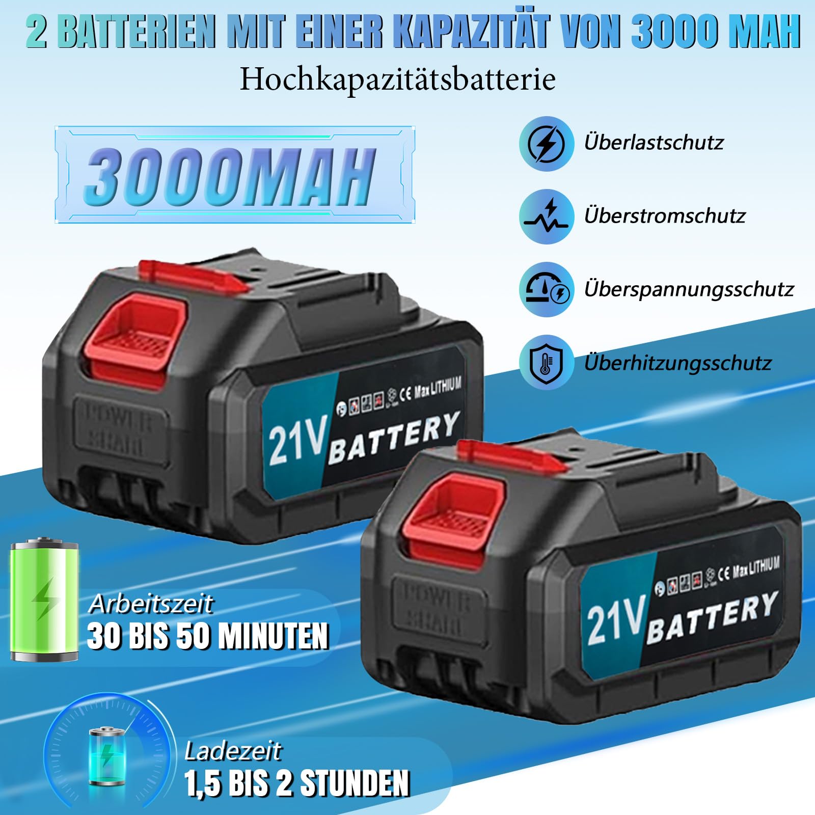 Akku Rasentrimmer kompatibel mit Makita-Akkus mit 4 verschiedenen Messertypen Bürstenloser Rasentrimmer mit 2 x 21V-Akkus Rasenkantenschneider Akku-Motorsense für Garten