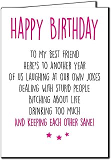 Funny Best Friend Birthday Card/Bestie/Humour/Fun/Sarcasm - c21 (Free P&P)