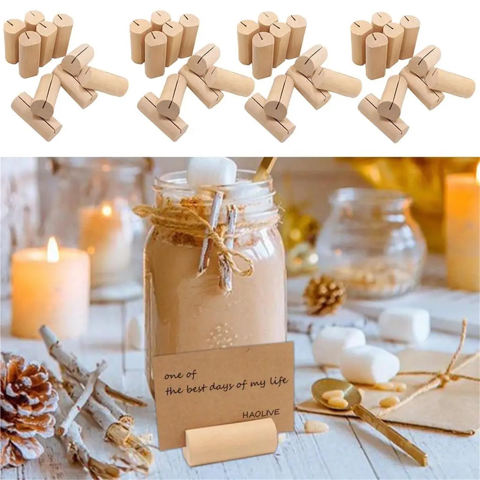 Memo-Clip-Halter, 100 Stück, Foto-Clip-Ständer aus Holz
