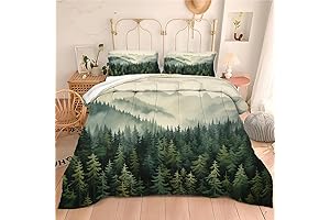 Green Pine Trees Bedding Set Queen Size for Kids Boys