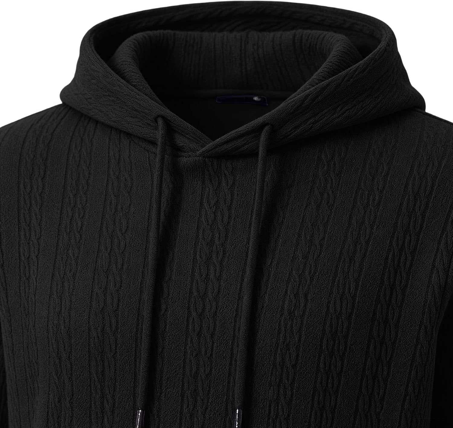 Men Cable Knit Pullover Sweatshirt Long Sleeve Textured Pocket Top