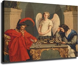 Faust and Mephistopheles Playing Chess Print Posters and Wall Art Picture Decor Canvas Prints Framed and Unframed (Unframed,12×18inch)