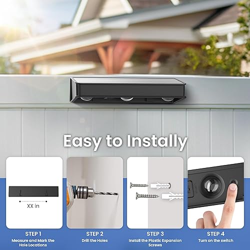 Miniatura 9 de Luces solares para valla, luces solares de pared de 1200 mAh para exteriores, impermeables, IP65, LED para patio trasero, patio, porche delantero,